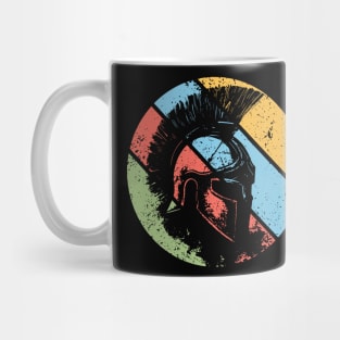 Vintage Spartan Warrior Pop Art – Distressed Retro Greek Helmet Tee Mug